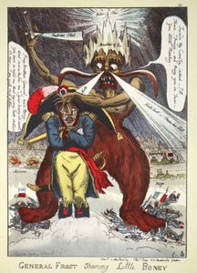 General Frost Shaving Little Boney, pub. Thomas Tegg, 1812 (håndfarget gravering)